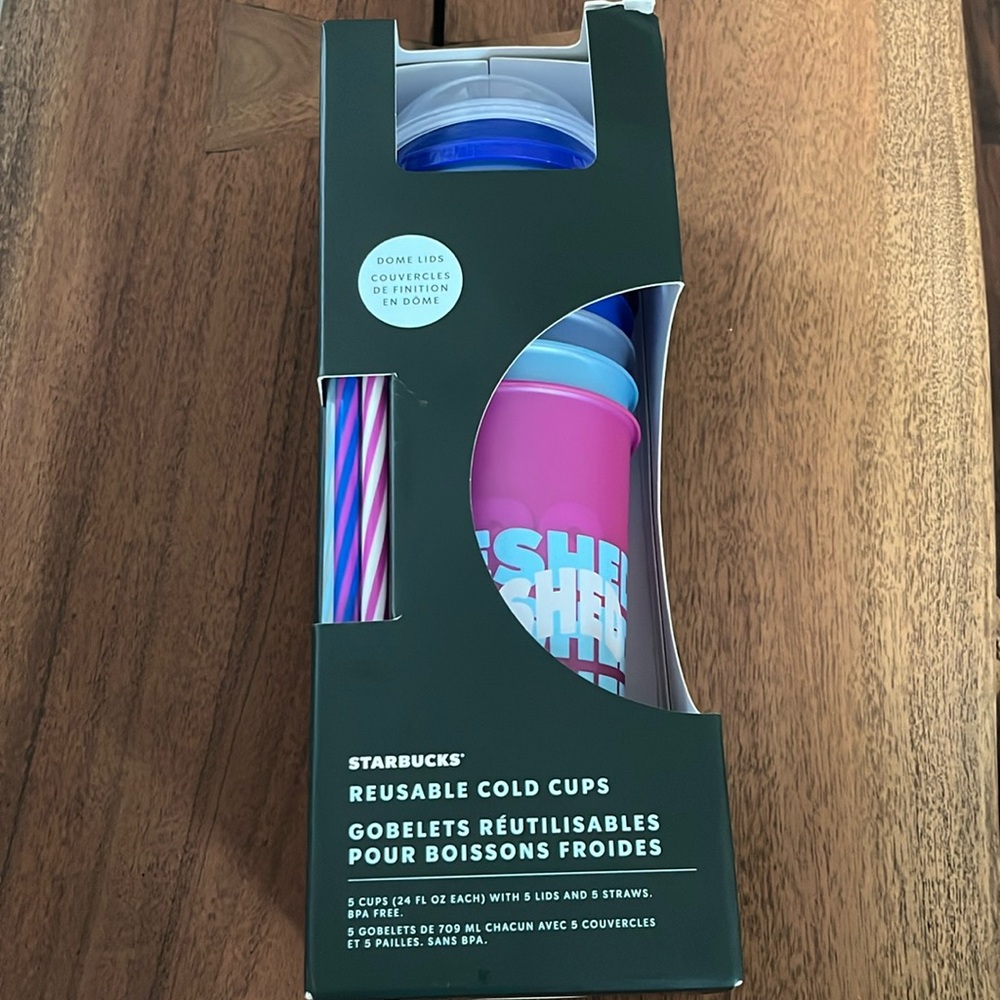 Free with $50+ purchase Starbucks Plastic Reusable Cold Cup 5-Pack - 24 fl oz